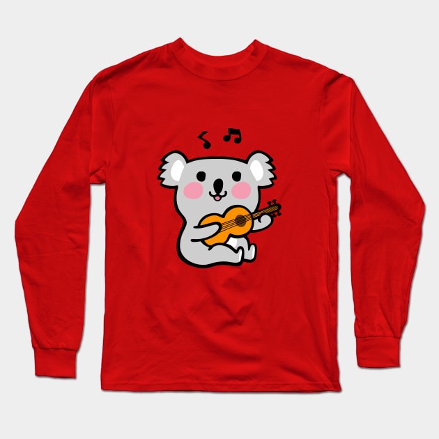 Koala playing guitar Long Sleeve T-Shirt by icepop